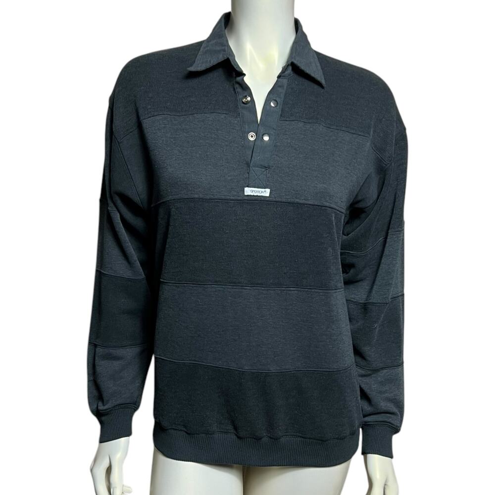 Vintage "GreenO" Colorblock Polo Sweatshirt Size M